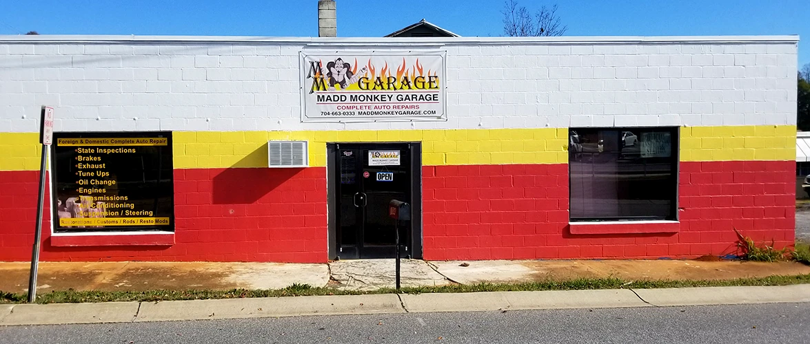 Madd Monkey Garage storefront in Troutman, North Carolina